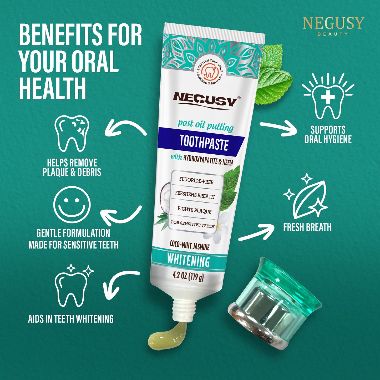 š„FLUORIDE FREE, HYDROXYAPATITE, WHITENING TOOTHPASTE