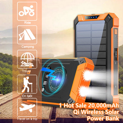 1 Hot Sale 20,000mAh Qi Wireless Solar Power Bank